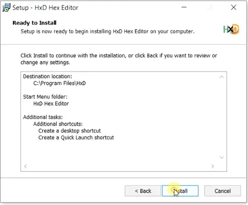 install HxD hex editor