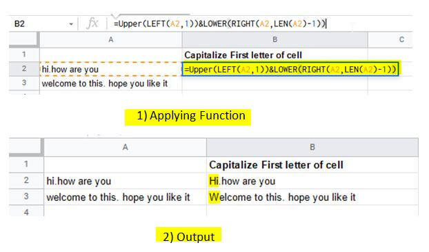 Capitalize the First letter of each Cell in Google Sheets
