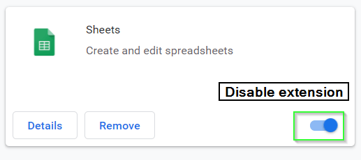 process of disabling extension in Google chrome