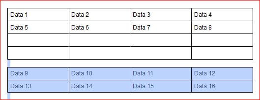 How to split a table in Google docs