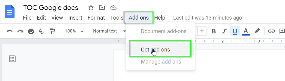 Add add-ons in google docs