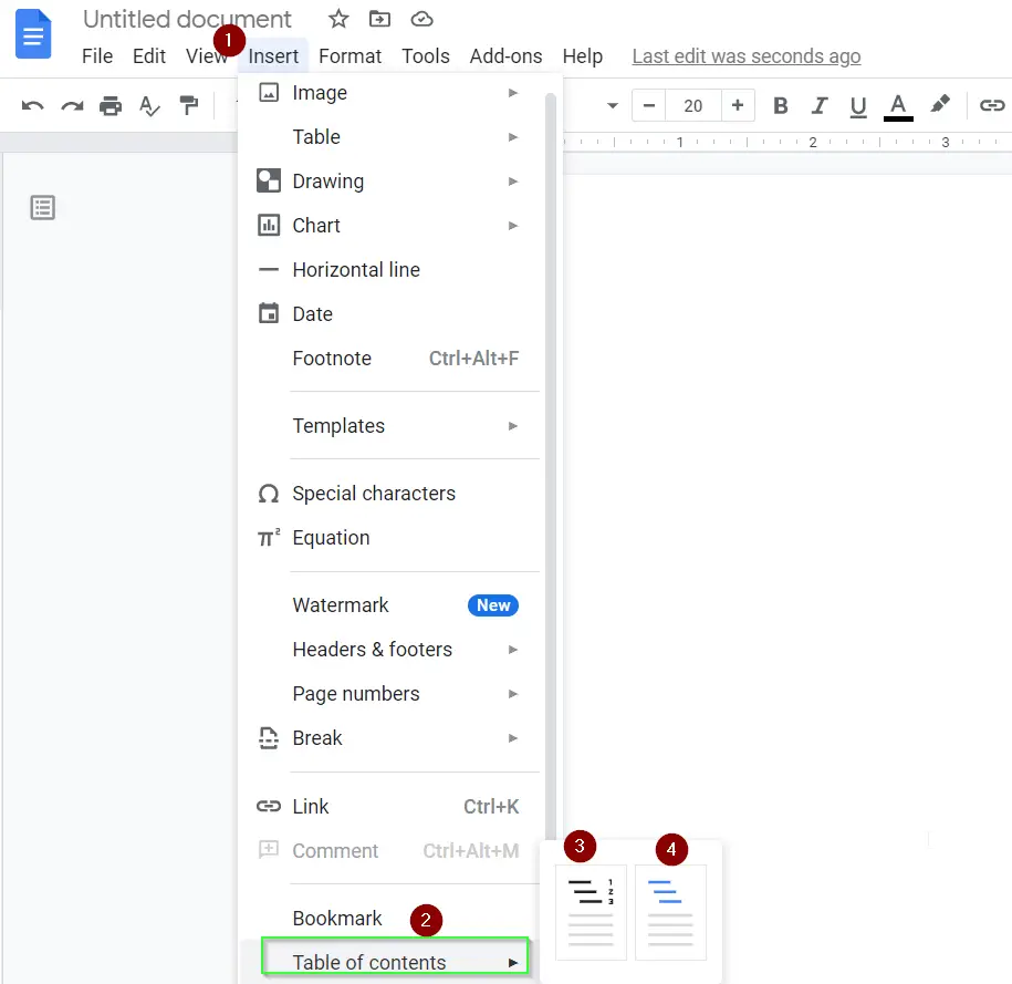 Add a table of contents in Google Docs