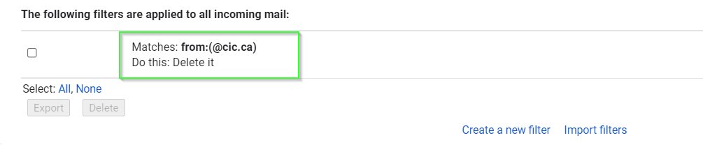 validate filters in gmail