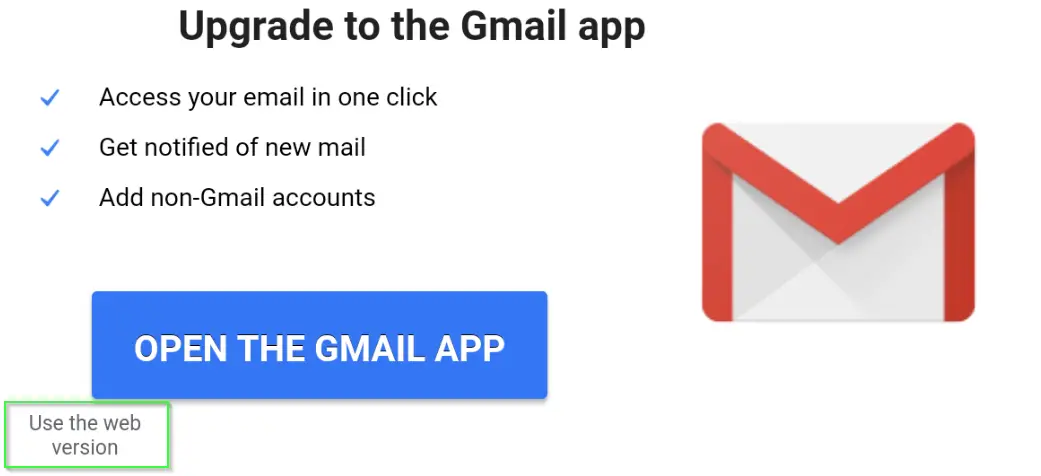 Use web version to open Gmail