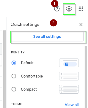 Open settings in Gmail