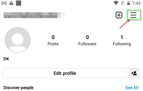Tap on Hamburger icon of Instagram