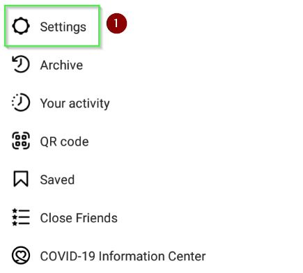 Open instagram settings