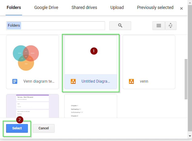 Insert Venn diagram file create earlier in Google docs