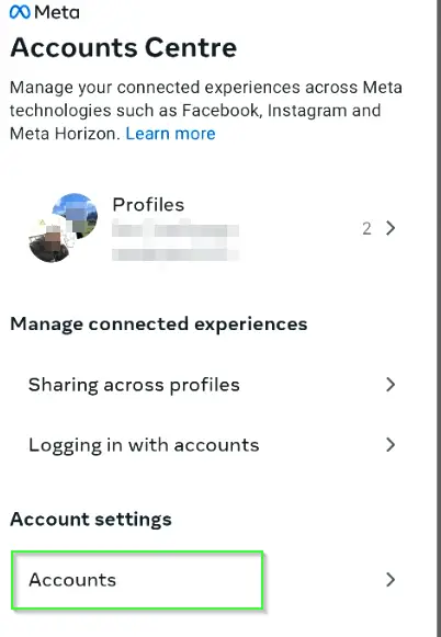 Open Accounts in Instagram app